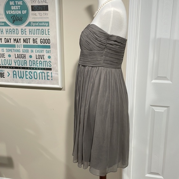 J Crew SILK taupe cocktail dress w/ empire waist and built-in bustier. Gorgeous! - Picture 5 of 7